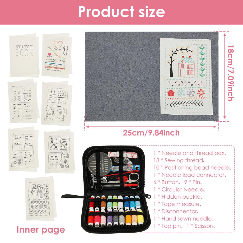 DIY Embroidery Sewing Book Beginners Home Travel Use Handmade Sewing Pattern Set With Needle Thread Tool Lift Your Sewing Skill