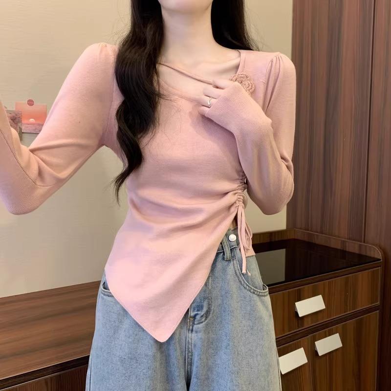 Design Sense Niche Irregular Slim Short Top Women's Autumn New Inner Bottom Knitted Sweater