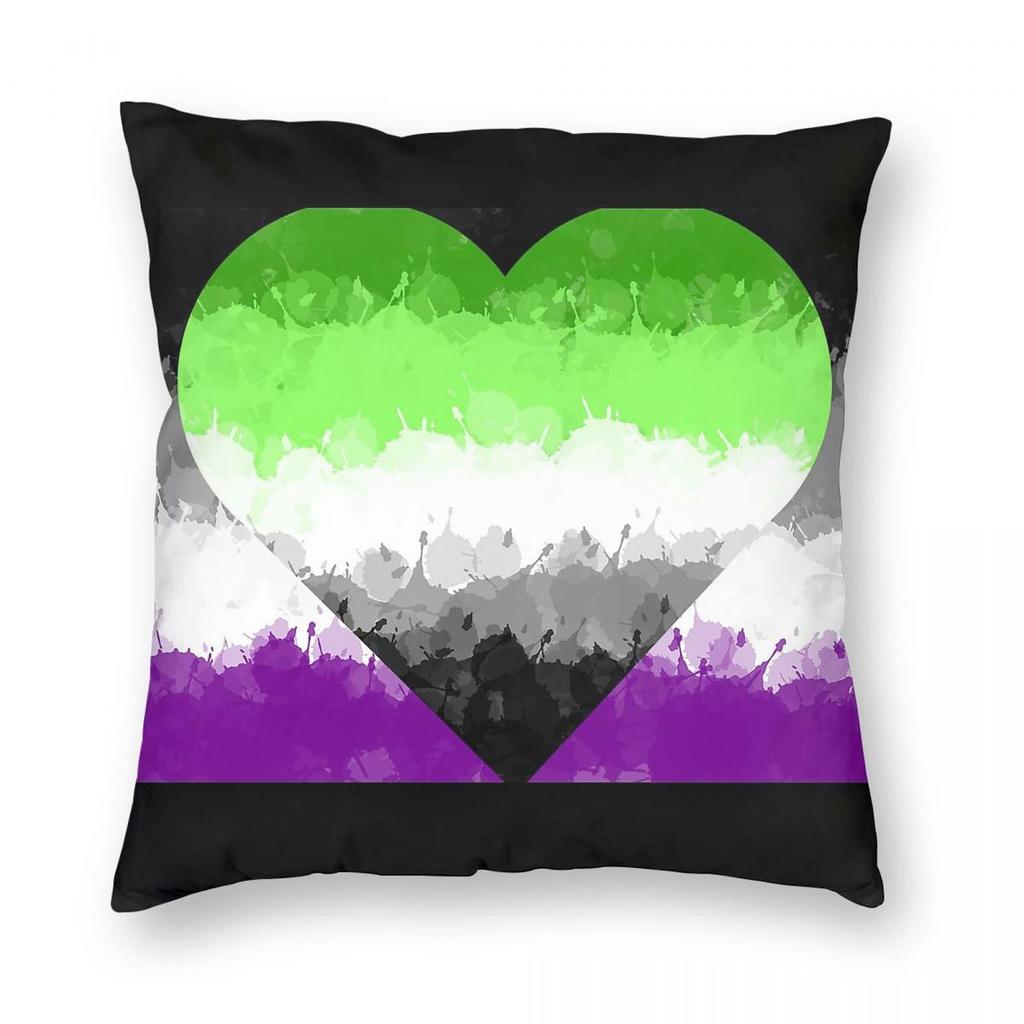 Lgbtq Asexual Aromantic Pride Square Pillowcase Polyester Linen Velvet Printed Decorative Throw Pillow Bed Cushion Cover X