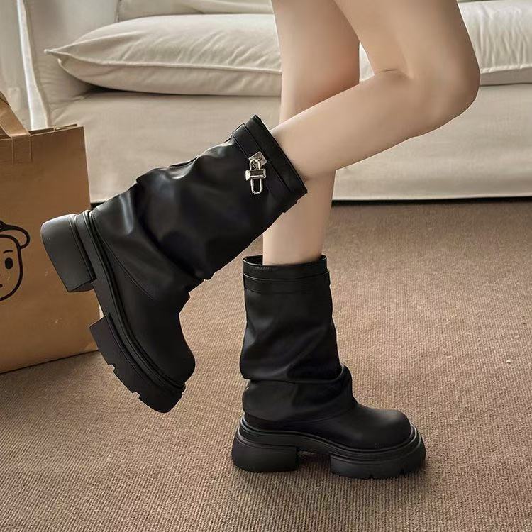 Autumn new short boots, trimmed legs, new boots, casual retro thick-soled trousers, and boots to wear.