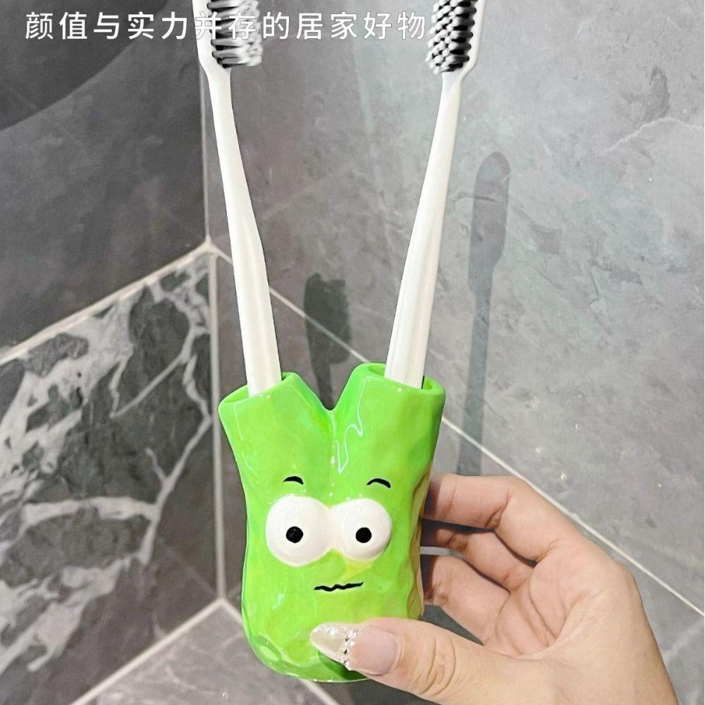 Cartoon Ceramic Toothbrush Cup Funny Design Storage Function Storage Rack Home Storage Toothbrush Holder Living Room Decor