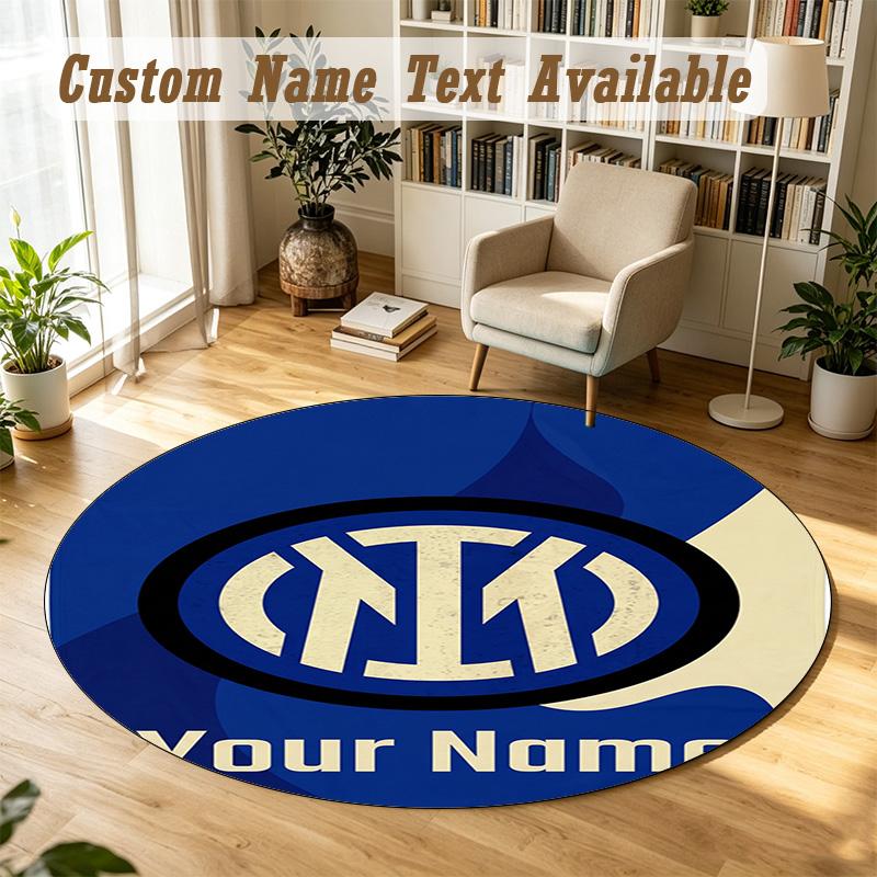 Round Rug Custom NameInter Milan Pattern Non Slip Carpet Home Floor Decor