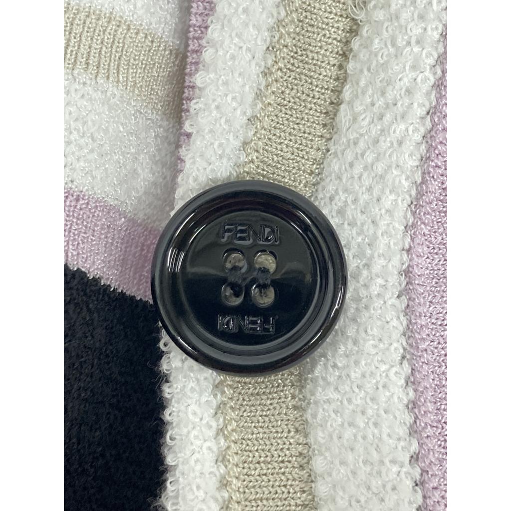 FENDI FZC828 Pile Multi-Border Knit Cardigan tops 38 multicolorUsed