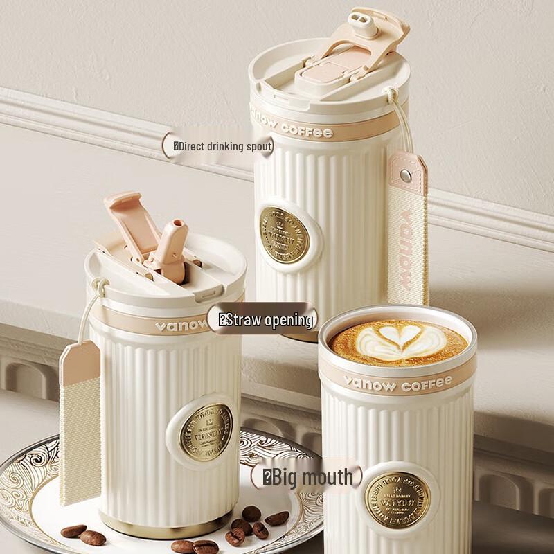 Vanow Medal 500ml Double-Drink Ceramic Lined Insulated Mug