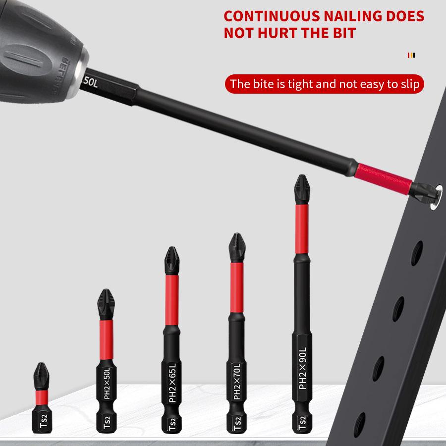 PH2 Magnetic Anti-Slip Phillips Screwdriver Bit Set, 25-150mm, High Hardness Electric Screwdriver Heads