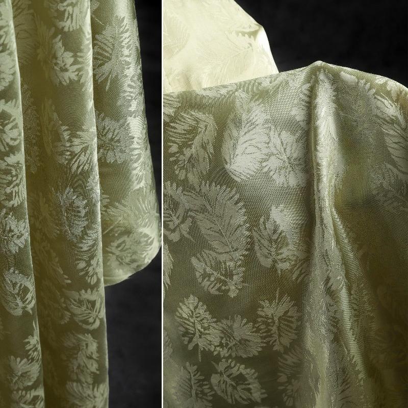 

Leaf Pattern Jacquard Silk Satin Fabric for Diy Sewing Creative Fashion Dress Cheongsam Designer Apparel Cloth Handmade Material 50x150cm зелений