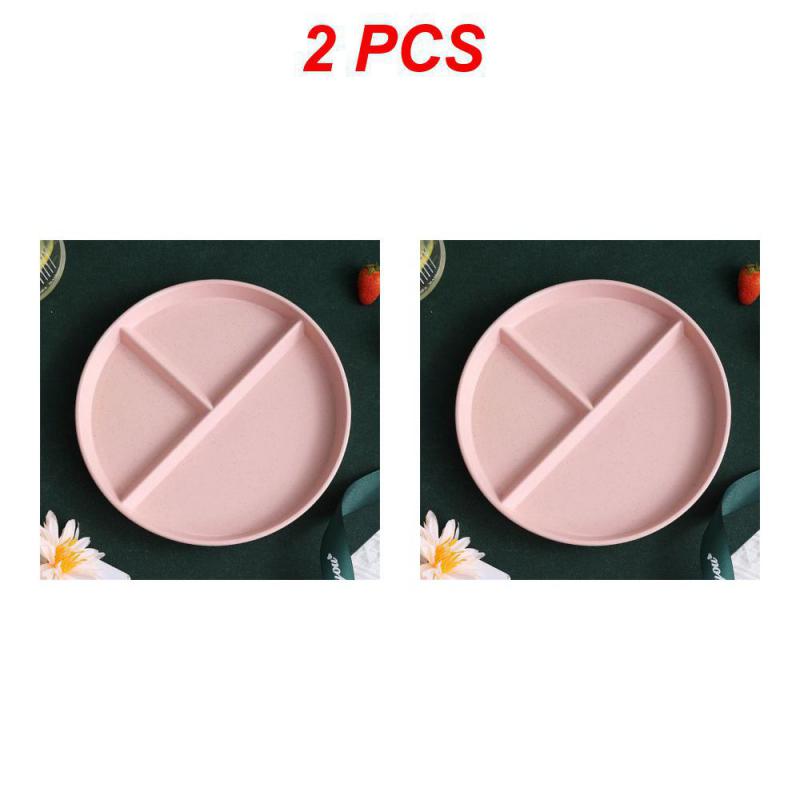1/2/4PCS Prato Dividido Em 3 Dieta Reutilizável Redondo Prato De Jantar Cozinha Louça Pratos De Porção Para Adultos 3 Compartimentos