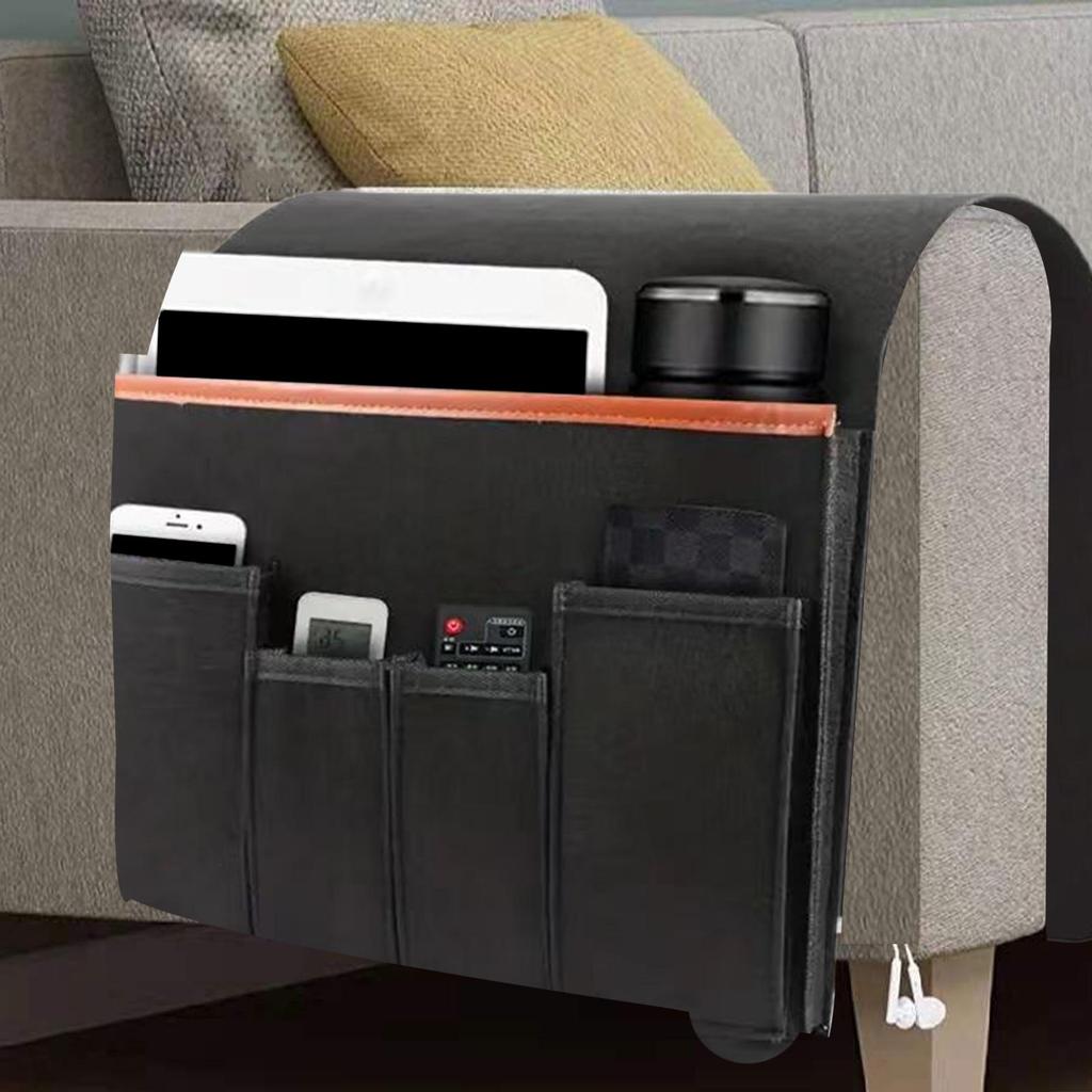 Non-Slip Armrest Organizer for Couch & Bed Multifunctional Storage Pouch with Pockets for Remote, Phone, Book