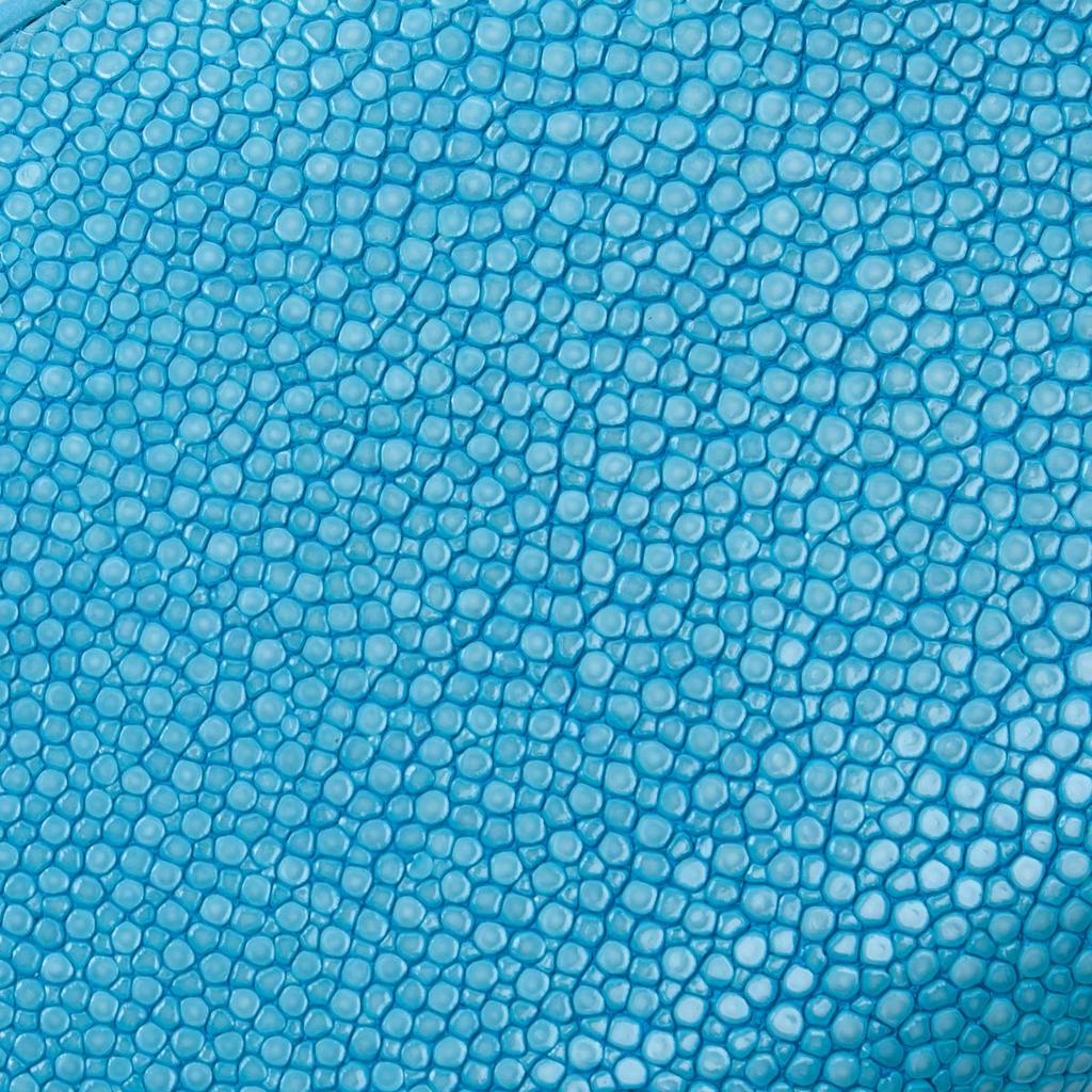 [Revetta] Stingray Leather Long Wallet, Round Zipper, 9 Colors Available, Stingray, Galuchat, Sky Blue, Light Blue, Genuine Leather, Large Capacity [1