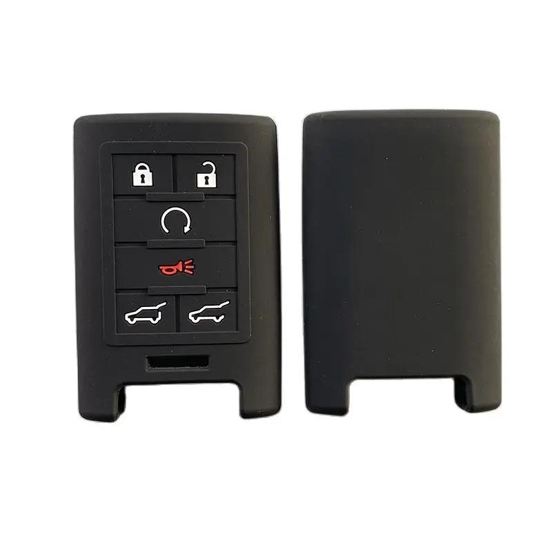 Silicone Rubber Key Cover Case Shell for Cadillac CTS ATS 28T CTS-V Coupe SRX Escalade Keys 6 Buttons Key Case