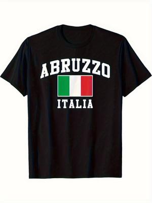 Mens Abruzzo Italy Region T Shirt Italian Flag Graphic Crew Neck Casual Tee