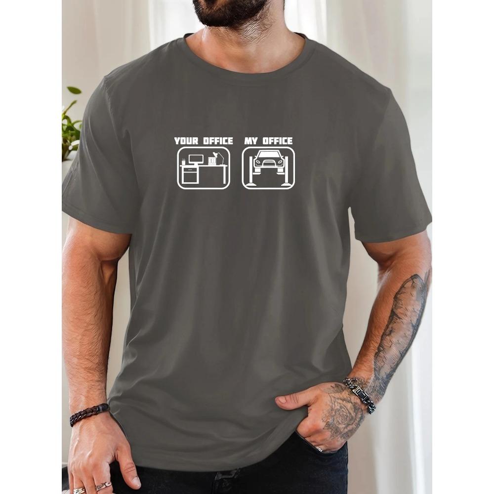 Men's T-Shirt 100% Cotton Summer Casual Soft Creative Letter Print Round Neck Breathable Short Sleeve T-Shirts