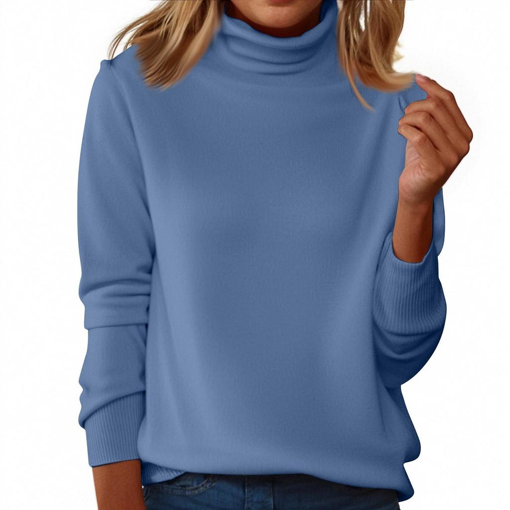 Maglione da Donna a Collo Alto Senza Cuciture, Manica Lunga in Lana, Vestibilità Slim, Temperamento