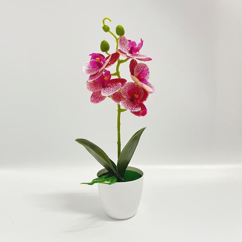 Artificial Orchid Potted Plant With Realistic Petals Zero Maintenance For Home Office Tabletop Decor