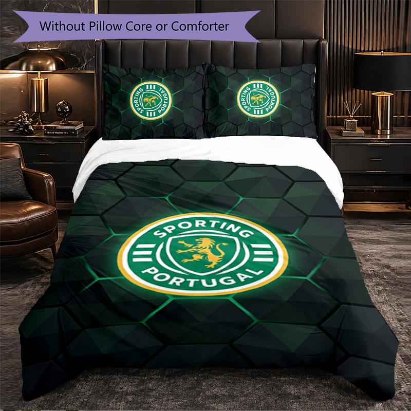 Biancheria da Letto a Tema Sporting CP FC Set 3 Pezzi Copripiumino Biancheria da Letto Decorativa per Camera Adolescenti Decorazione Casa