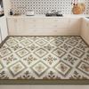 Large PVC Kitchen Floor Mat Waterproof Non-slip Green Rug Geometric Flower Design Home Decoration Rugs Durable Leather Carpet