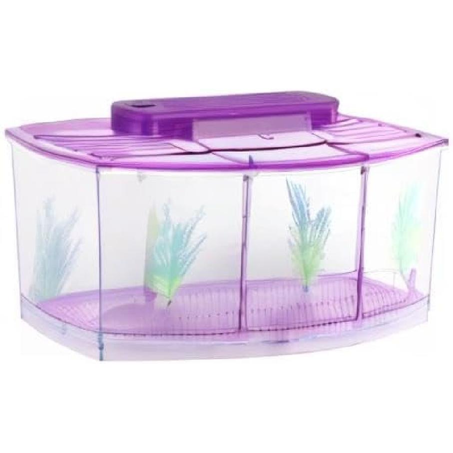 LIZEALUCKY Betta Fish Tank, Adjustable LED Light Acrylic Aquarium with Water Change Valve, Small Fish Tank Starter Kit for Office Home Room Decor