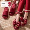 Luxurious Red Wedding Slippers: Festive Indoor Dowry Summer Shoes for Couples