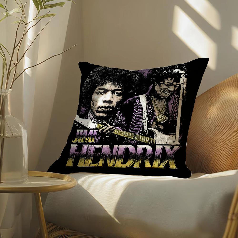 Singerj-Jimih-Hendrix Pillow Case Pillowcase, Double-Sided Printed, Sofa Cushion, Bedroom Headboard Peach skin 18*18(CM)-1Pcs