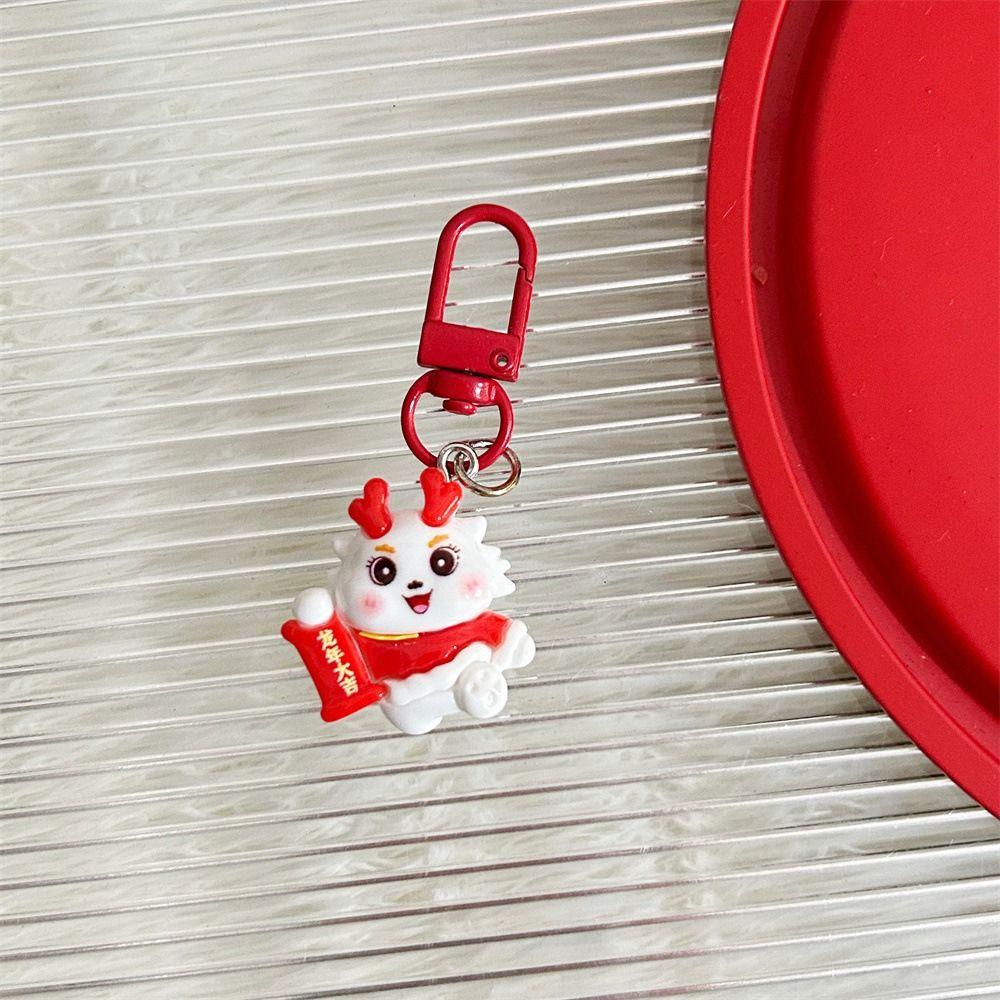 Dancing Lion Zodiac Dragon Keychain Resin Chinese Style Keyring Fashion Lion Dance Pendant  Couple