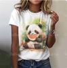 Cartoon panda pattern women's T-shirt O-neck short-sleeved T-shirt loose jumper summer women's fashion street
