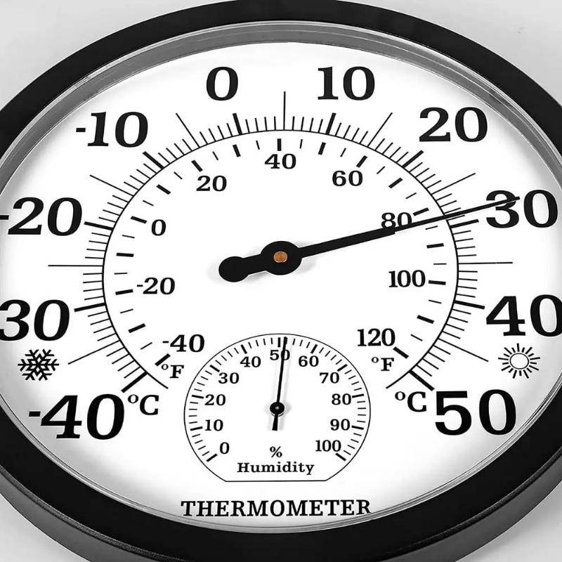 10" Decorative Thermometer Hygrometer Clock for Garden Wall Decor Indoor Outdoor Thermometer Weather Station Temperature Gauge