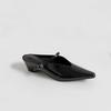 Fashion New Elegant Pointed Toe Women Mules Shoes Sexy Black Buckle Strap Traf Casual Party Ladies High Heels Sandals Summer Slingbacks