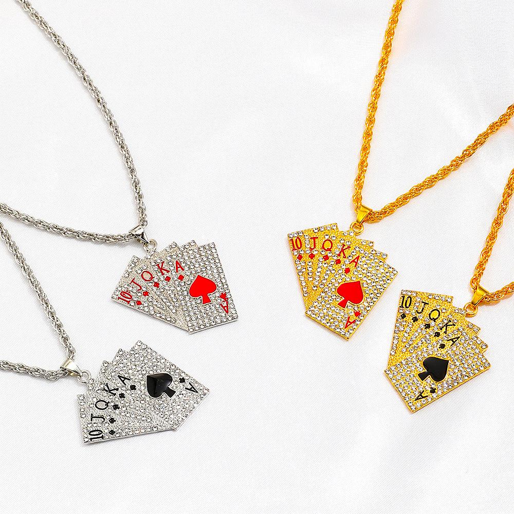 Silver Color Creative Hip Hop Rock Style Necklace For Women Men Playing Cards Pendant Charm Gothic Necklace Jewelry