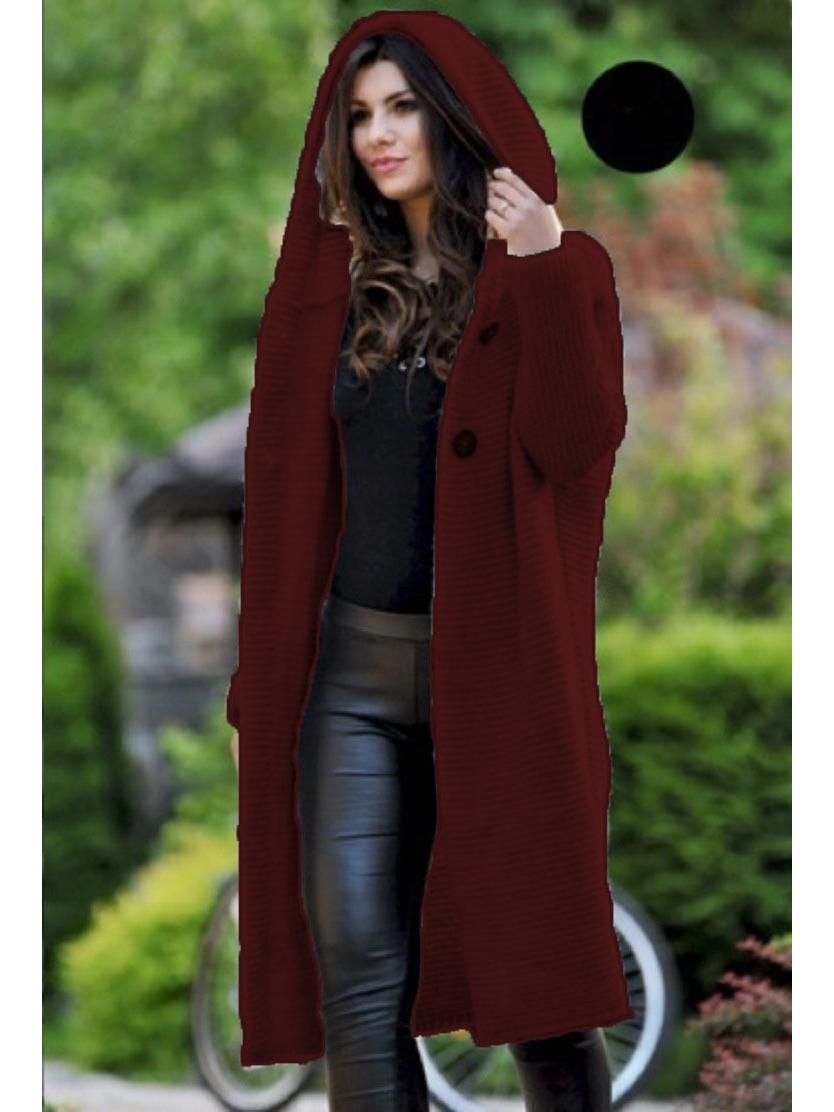 

Женский кардиган с капюшоном, трикотаж, весна 2024 L вино красного