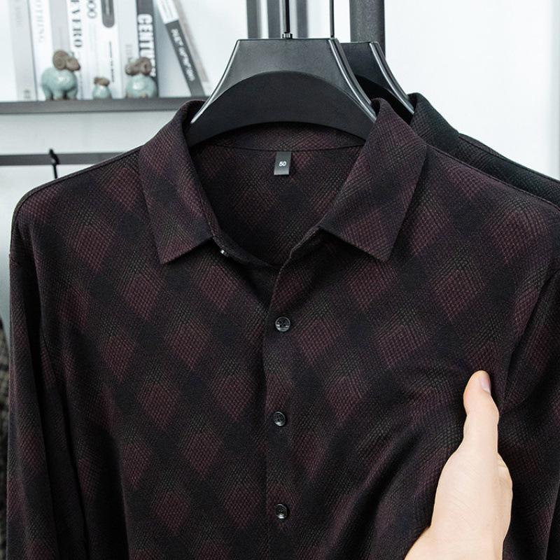 Long Sleeve Shirt Autumn Striped Casual Wrinkle-Resistant M