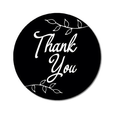 Darling Souvenir Round 45 Pcs Leaf Vines Thank You Stickers Black Wedding Envelope Seal-1.6