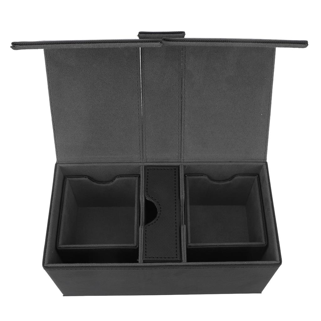 Card Deck Box with 3 Drawers Large Capacity Magnetic Closure PU Leather Game Card Storage Box for Holding Over 200