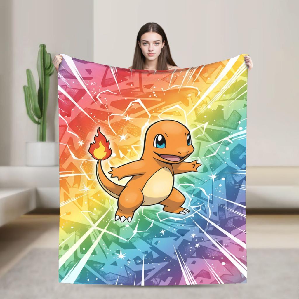 Bulbasaur Giant Flower Manga Plush Blanket Children Flannel Throw Blanket For Outdoor Super Soft Customized Bedspread Gift