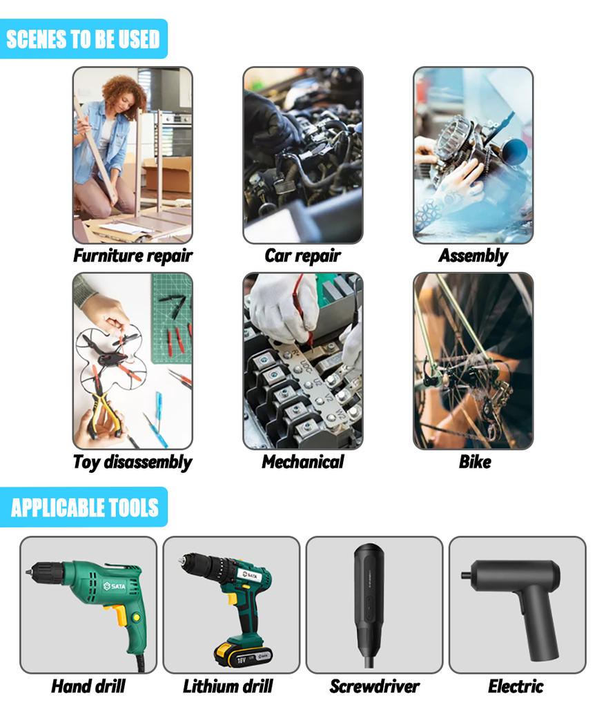 Impact Batches Magnetic Screwdriver Bits Set Anti-slip Tip 1/4 Hex Shank PH2 Head Phlippes Cross High Hardness Water Proof Tool