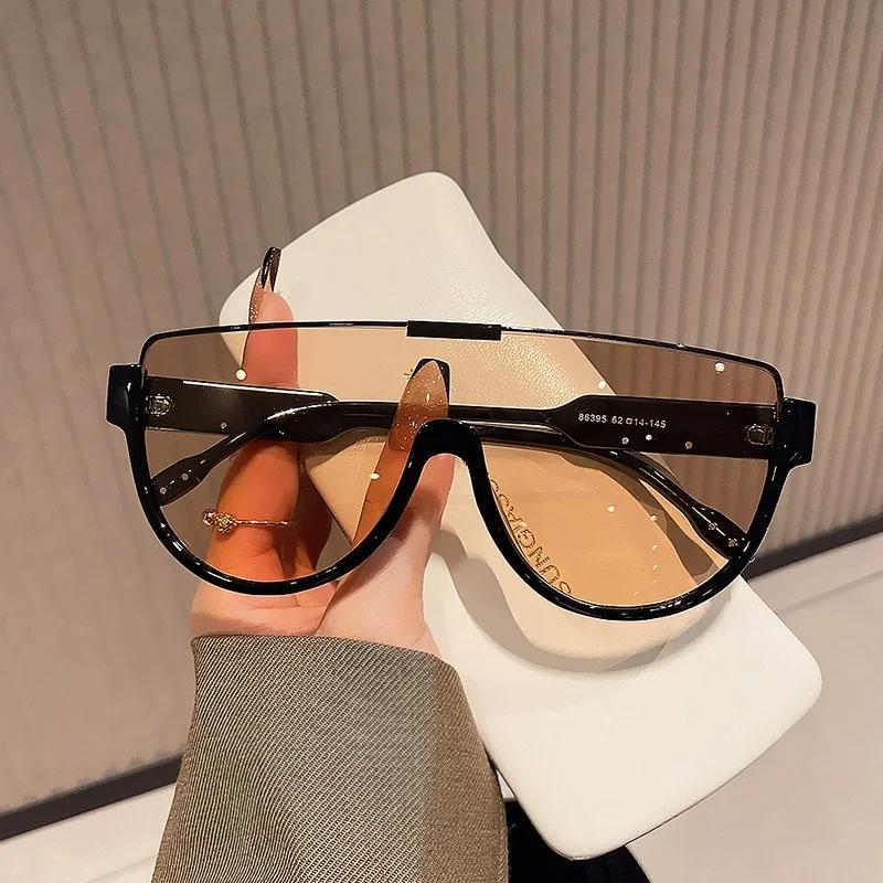 Monoblock Semi-round Sunglasses Half Frame Outdoor Oversized Sun Glasses Designer Goggle Shades for Women & Men