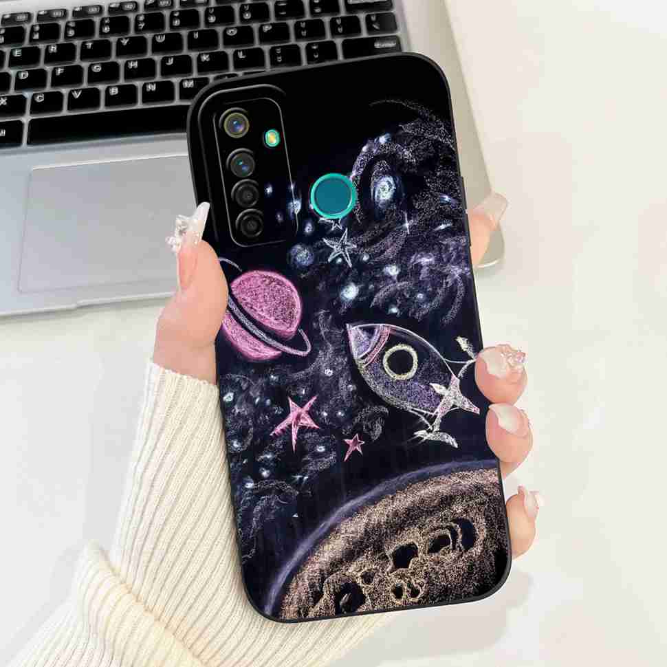Für Realme 5 Pro Hülle Niedliche Panda-Blumen-Abdeckungen Weiche Silikonhüllen Für Realme 5 Realme5 Pro Stoßfeste Rückseite Fundas