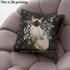 Siamese Cat Floral Throw Pillow Covers Pattern Cushion Cover Suitable For Sofa Bedroom Car Pillow Cover