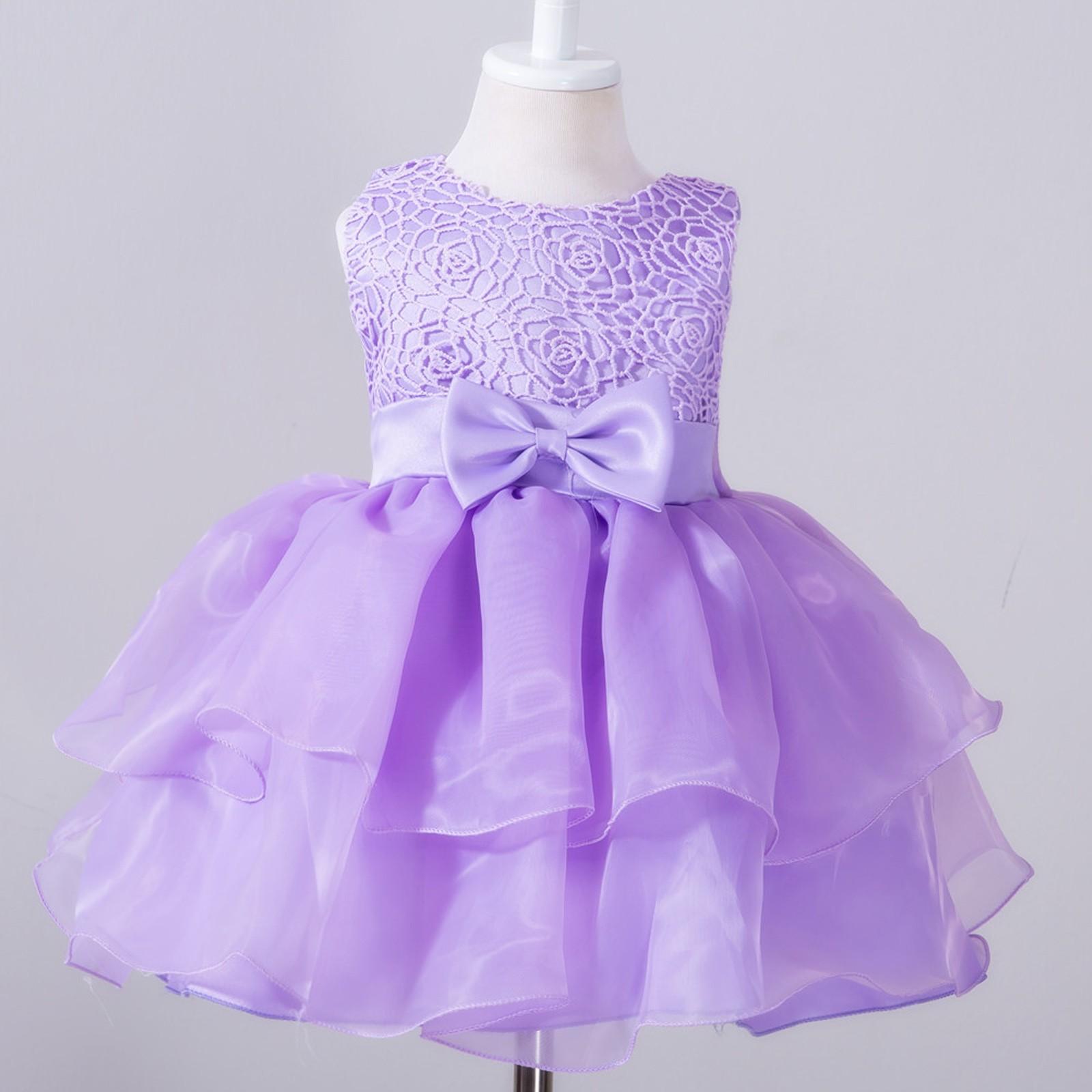 

Детское платье с бантом для девочек, торжественное платье принцессы, праздничное платье подружки невесты S фиолетовый