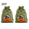 Lightweight Candy Carriers 2Pcs Halloween Pumpkin Drawstring Bags for Treats, Retro Burlap Pattern Party Favors Trick or Treat Bags, Portable