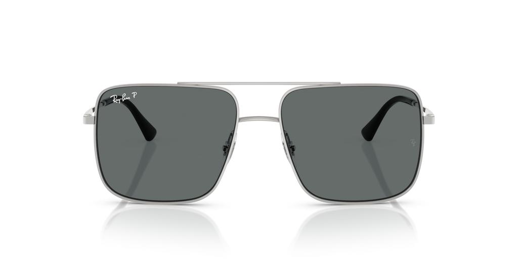 Ray-Ban ARI Sunglasses 0RB3758 SILVER / DARK GREY POLAR (Polarized, Square)