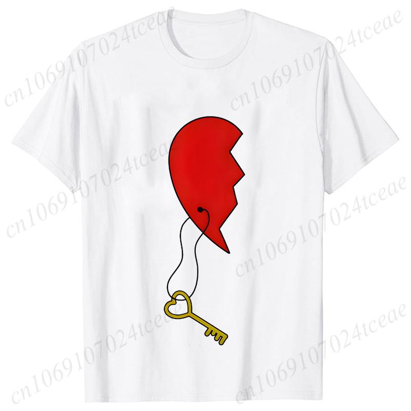 Men Womens Tshirt Partnerlook Heart Lock Key Love Funny Fashion Couple Short Sleeved Tshirt Love Couples Outfits Lover Shirt S