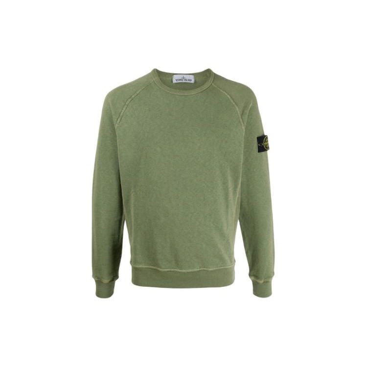 Stone Island Effen Kleur Pullover Ronde Hals Lange Mouwen Sweatshirt Heren sweatshirt Groen 721566060-V0158 S
