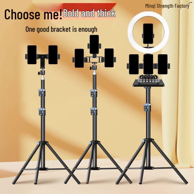 Dual Phone & DSLR Live Streaming Tripod with Multi-Camera Mount, Selfie Light, and Fill Lighting for Photography & Streaming
