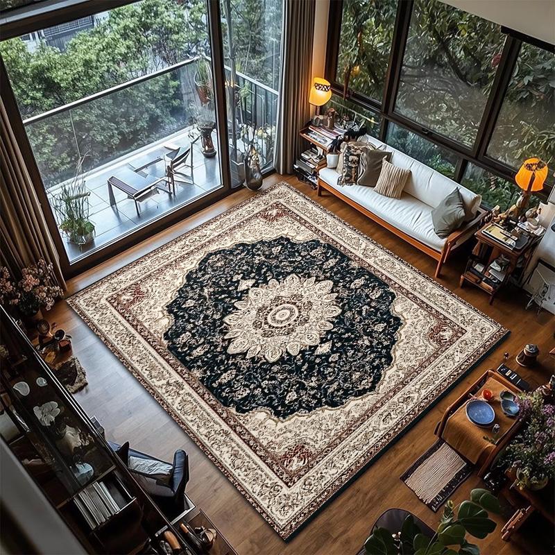 

RAKKS Bohemian Mandala Durable Velvet Rug - Low Pile & Non-Slip, Multi-Scene Mat for Kitchen, Bedside, Sofa and Entrance 40x60cm