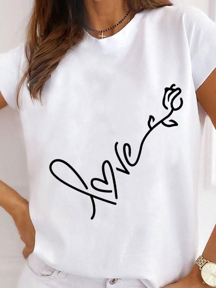 (Asian Size) sweet letter cute 90s Clothing Shirt Women Printed Lady Casual Short Sleeve T Tee Top Fashion Female Graphic T-shirts