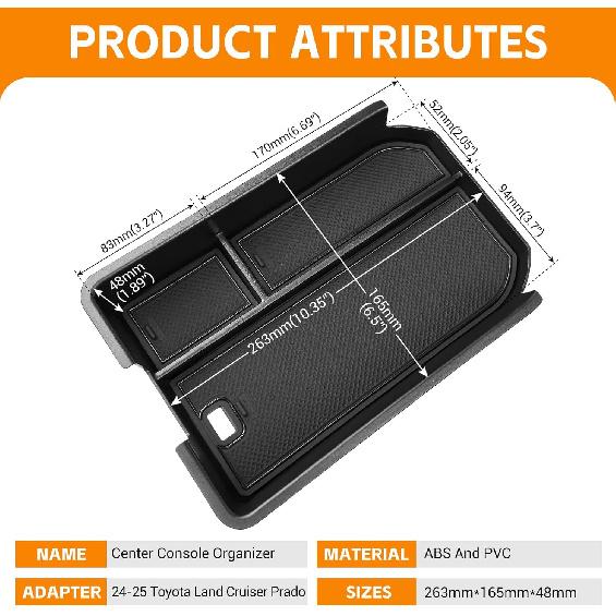 Center Console Organizer Compatible With 2024 2025 Toyota Land Cruiser 1958 250/Prado/J250/LC250 Armrest Storage Box Ert Tray For Land Cruiser 1958