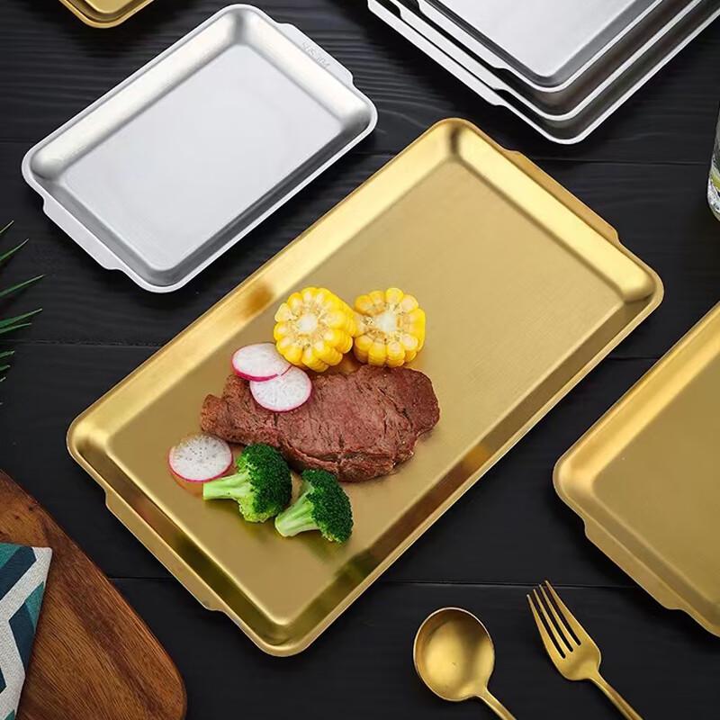 Rektangulär serveringsbricka i koreansk stil, rostfritt stål 304