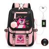 Ridge Protection Backpack, Cute Strawberry Bear, High Value And Large Capacity, With Usb Student Burden Reduction Schoolbag.