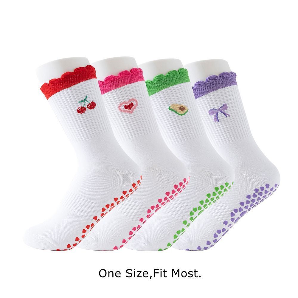 Cotton Yoga Socks Harajuku Street Bowknot Embroidery Socks New Mid Tube Socks