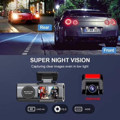 4K HD Dash Cam Hidden Car Recorder Camera WiFi Mobile Phone Interconnection Ultra Wide Angle Night Vision GPS Driving Recorder